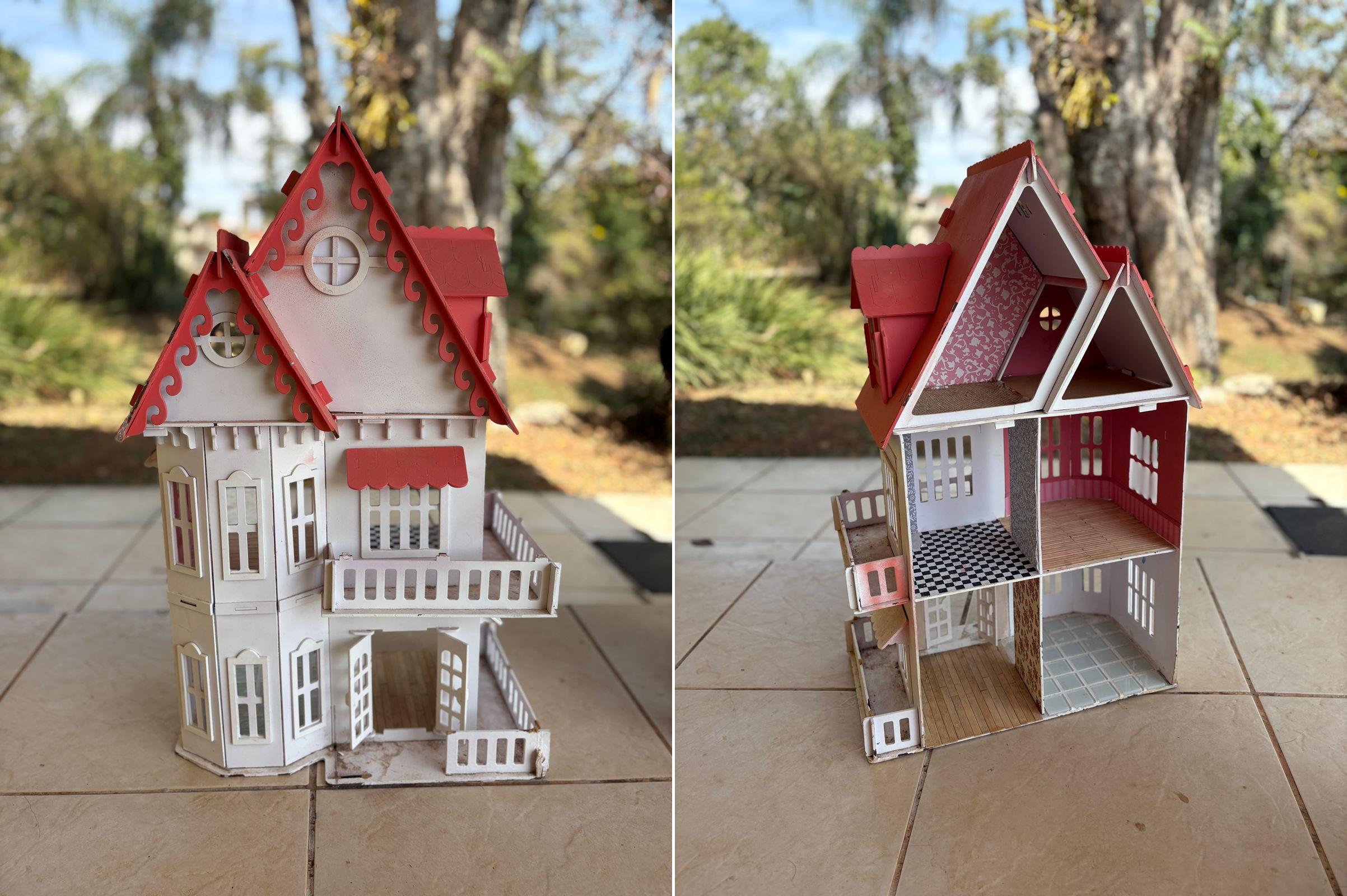 Casinha de bonecas de madeira